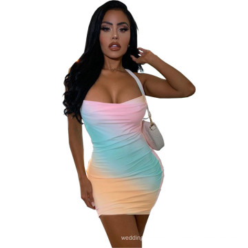 2020 Women summer hot selling high quality candy color spaghetti strap mini backless fashion sexy casual elegant slip dresses